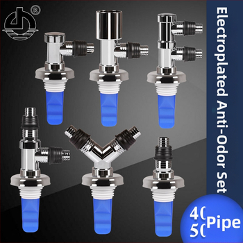 Elektroplatinovaný pripojovací diel 4050 – trojcestný spoj pre práčku a podlahový odtok, dvojité konce, moderný dizajn