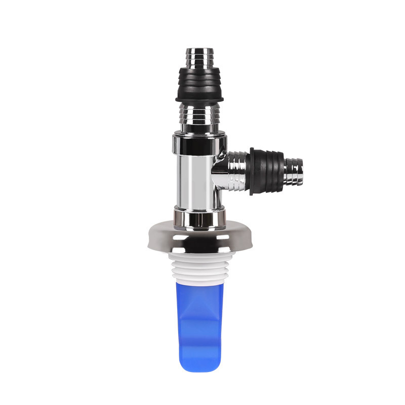 Elektroplatinovaný pripojovací diel 4050 – trojcestný spoj pre práčku a podlahový odtok, dvojité konce, moderný dizajn