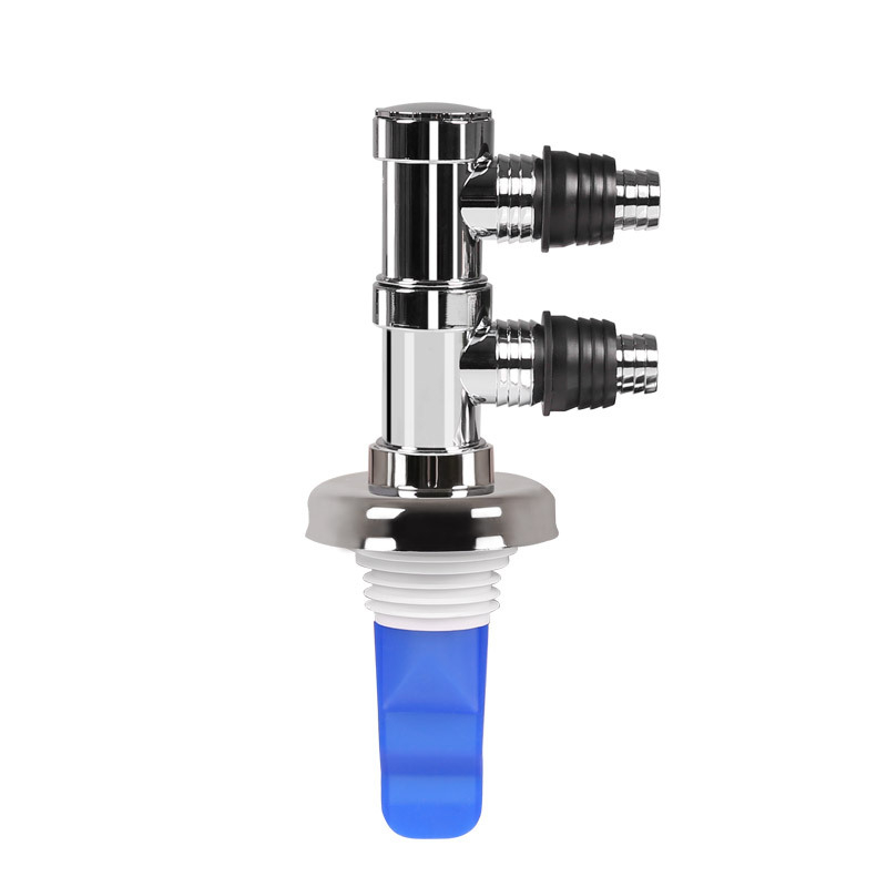 Elektroplatinovaný pripojovací diel 4050 – trojcestný spoj pre práčku a podlahový odtok, dvojité konce, moderný dizajn