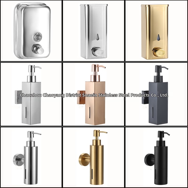 Диспенсър за сапун от 304 неръждаема стомана – стенен монтаж, ръчно натискане, електроплатирана повърхност, модерен минималистичен стил