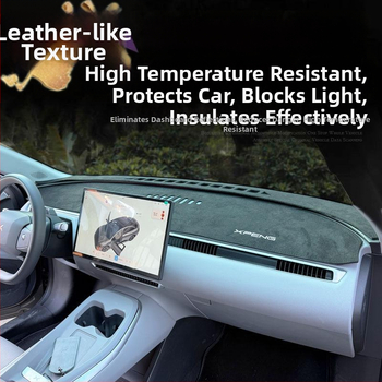 Covor pentru panoul de instrumente Xiaopeng MONA M03, piele de catifea, protecție împotriva razelor solare și izolație termică, model geometric, logo imprimat