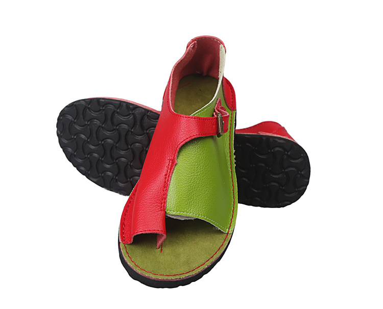 Sandale casual cu cataramă, partea superioară din PU artificial, talpă din cauciuc, formă a degetului: gură de pește, stil coreean