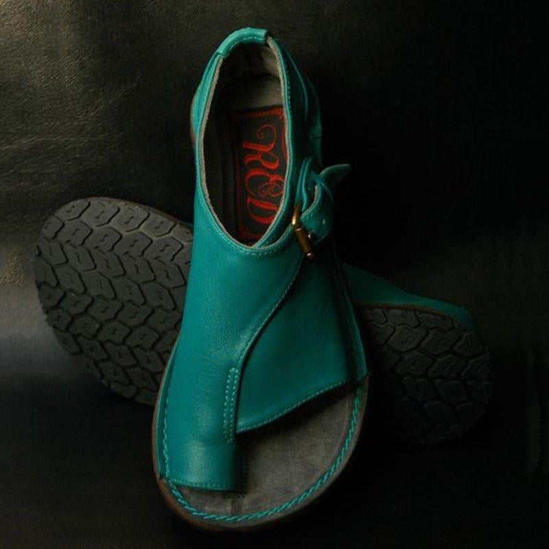 Sandale casual cu cataramă, partea superioară din PU artificial, talpă din cauciuc, formă a degetului: gură de pește, stil coreean