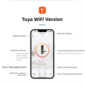 Умна брава за алуминиева врата с двойно разпознаване: пръстов отпечатък, парола и карта; водоустойчива, тънък кант. Съхранява до 100 отпечатъка; над 100000 отключвания; сканиране <0.05 сек; материал: алуминиева сплав.