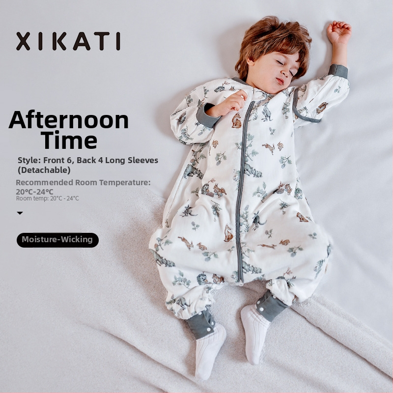 Υπνόσακος για παιδιά όλων των εποχών, λεπτός με διαχωρισμένα πόδια, γάζα από μπαμπού-βαμβάκι, αντιβακτηριακός και απομακρύνει την υγρασία