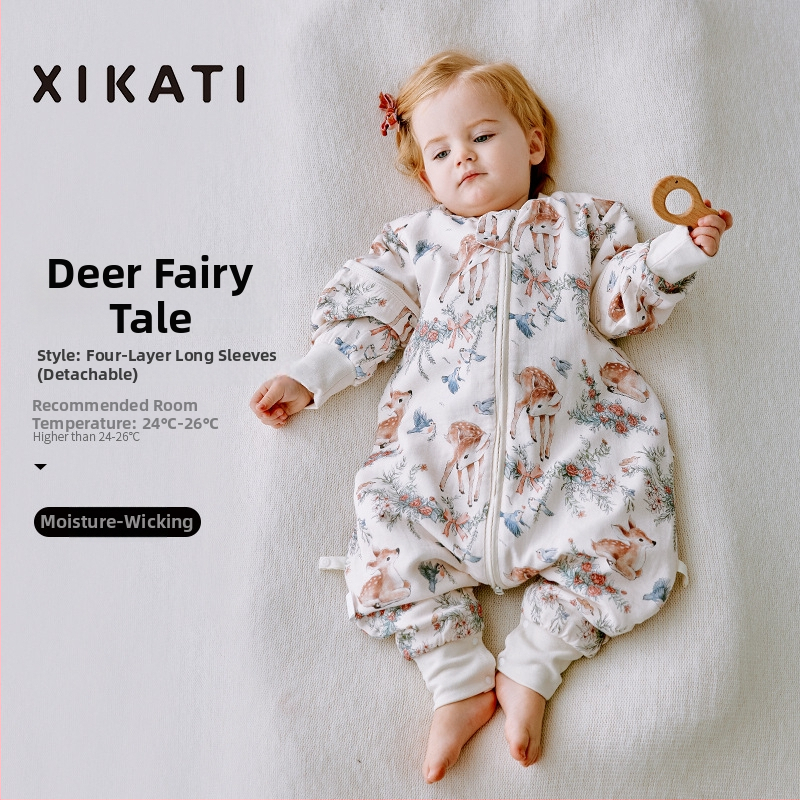 Υπνόσακος για παιδιά όλων των εποχών, λεπτός με διαχωρισμένα πόδια, γάζα από μπαμπού-βαμβάκι, αντιβακτηριακός και απομακρύνει την υγρασία