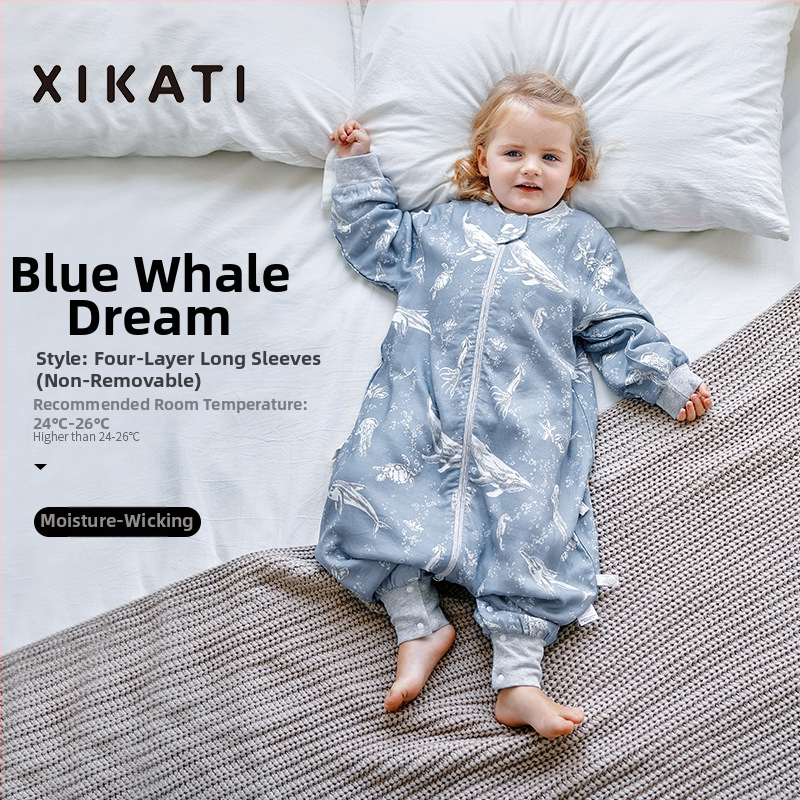 Υπνόσακος για παιδιά όλων των εποχών, λεπτός με διαχωρισμένα πόδια, γάζα από μπαμπού-βαμβάκι, αντιβακτηριακός και απομακρύνει την υγρασία