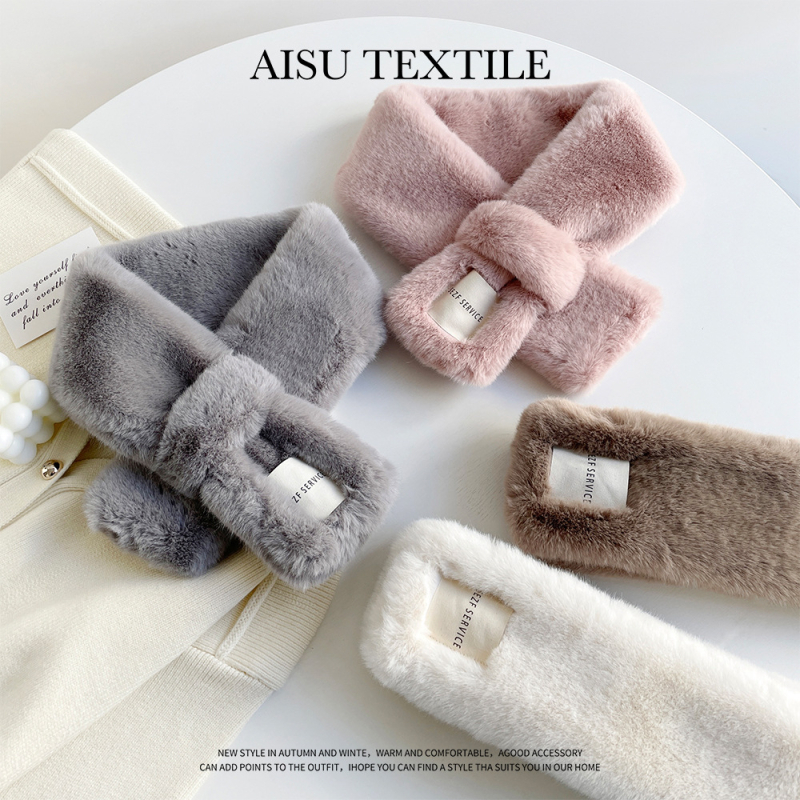 Γυναικείος χειμερινός φουλάρι, ψεύτικη γούνα μίνκ, ακρυλικό ύφασμα, φρέσκο και γλυκό στυλ, χειμώνας 2023