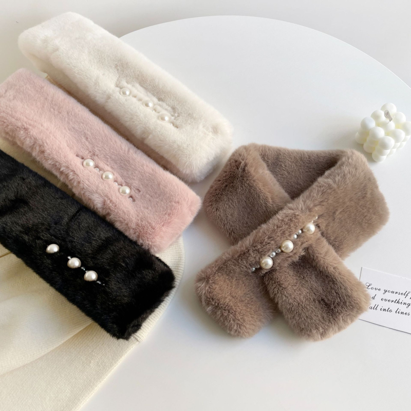 Γυναικείος χειμερινός φουλάρι, ψεύτικη γούνα μίνκ, ακρυλικό ύφασμα, φρέσκο και γλυκό στυλ, χειμώνας 2023