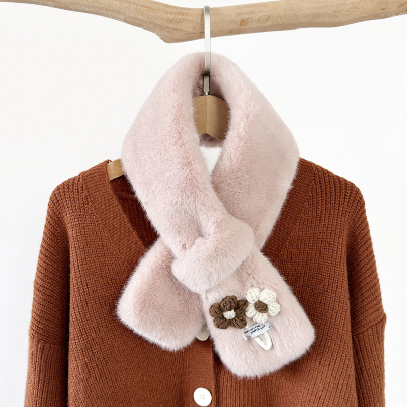 Γυναικείος χειμερινός φουλάρι, ψεύτικη γούνα μίνκ, ακρυλικό ύφασμα, φρέσκο και γλυκό στυλ, χειμώνας 2023