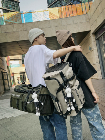 Taška na cestovanie s veľkou kapacitou 36-55 L, nylon, suché-mokré oddelenie, dizajn s písmenami, štýl voľného cestovania