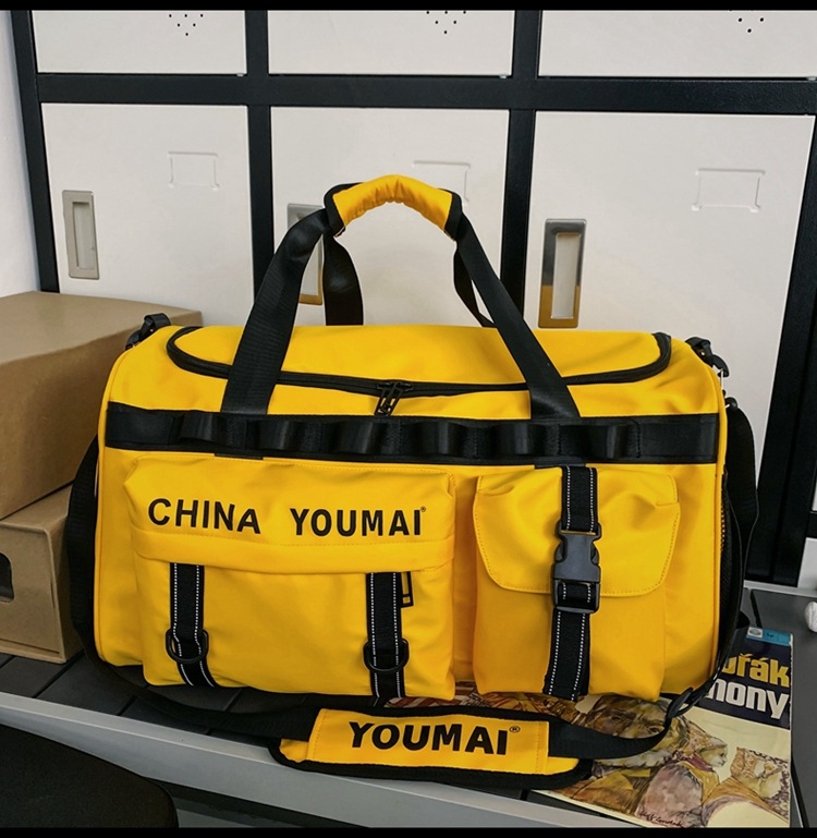 Taška na cestovanie s veľkou kapacitou 36-55 L, nylon, suché-mokré oddelenie, dizajn s písmenami, štýl voľného cestovania