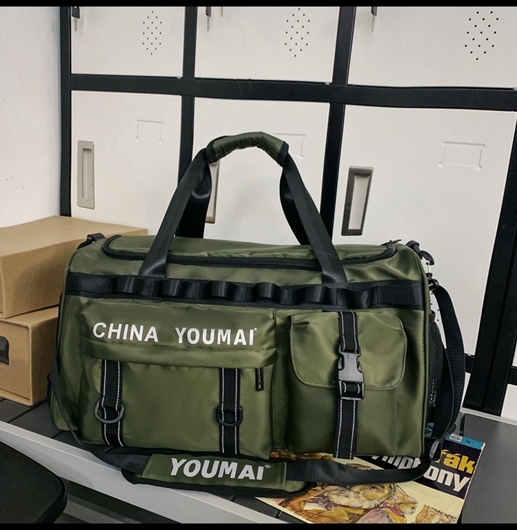 Taška na cestovanie s veľkou kapacitou 36-55 L, nylon, suché-mokré oddelenie, dizajn s písmenami, štýl voľného cestovania