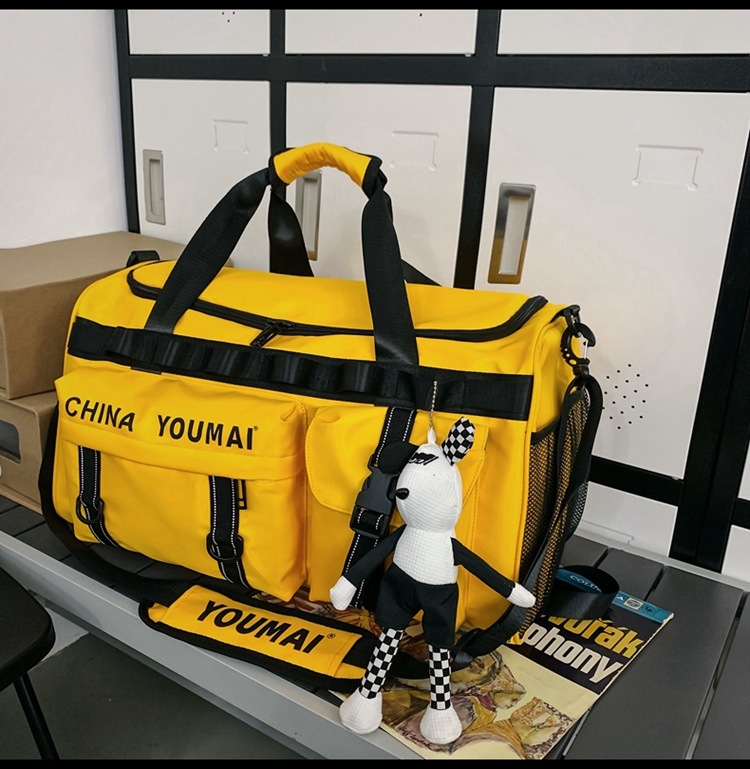 Taška na cestovanie s veľkou kapacitou 36-55 L, nylon, suché-mokré oddelenie, dizajn s písmenami, štýl voľného cestovania