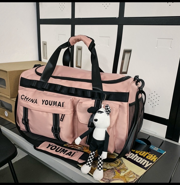 Taška na cestovanie s veľkou kapacitou 36-55 L, nylon, suché-mokré oddelenie, dizajn s písmenami, štýl voľného cestovania