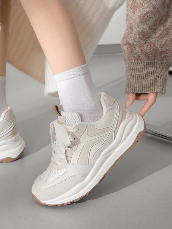 Γυναικείες αθλητικές παπούτσια με ύφασμα, κορδόνια, σόλα PVC, χαμηλό ύψος, αντι-οσμή