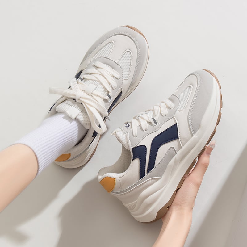 Γυναικείες αθλητικές παπούτσια με ύφασμα, κορδόνια, σόλα PVC, χαμηλό ύψος, αντι-οσμή