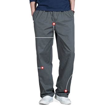 Ανδρικά παντελόνια σε χαλαρή γραμμή από μείγμα βαμβακιού-Modal, μεσαίας μέσης, ίσια γραμμή, τεσσάρων εποχών