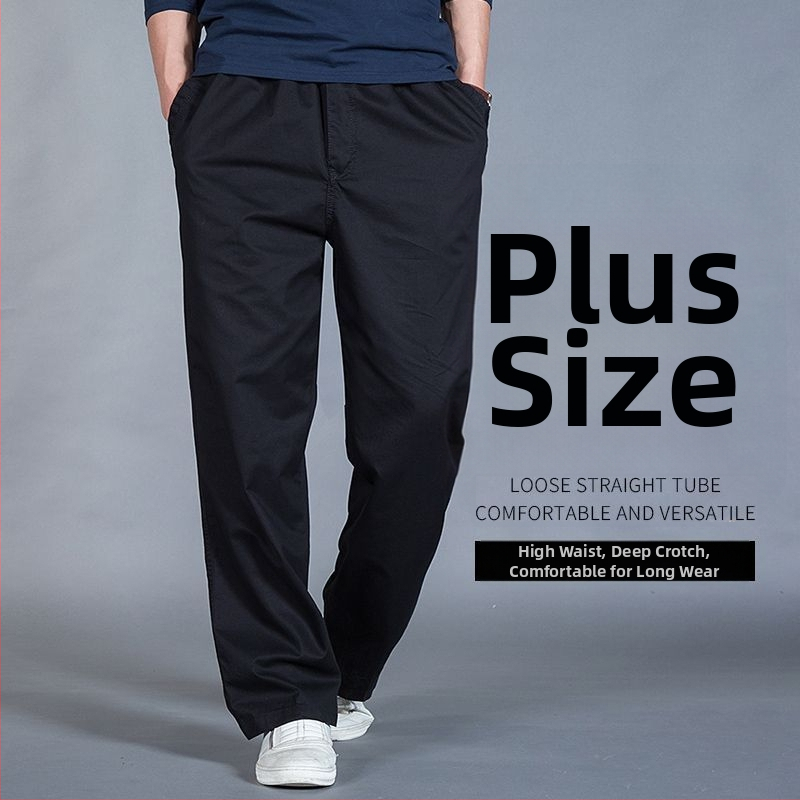 Ανδρικά παντελόνια σε χαλαρή γραμμή από μείγμα βαμβακιού-Modal, μεσαίας μέσης, ίσια γραμμή, τεσσάρων εποχών