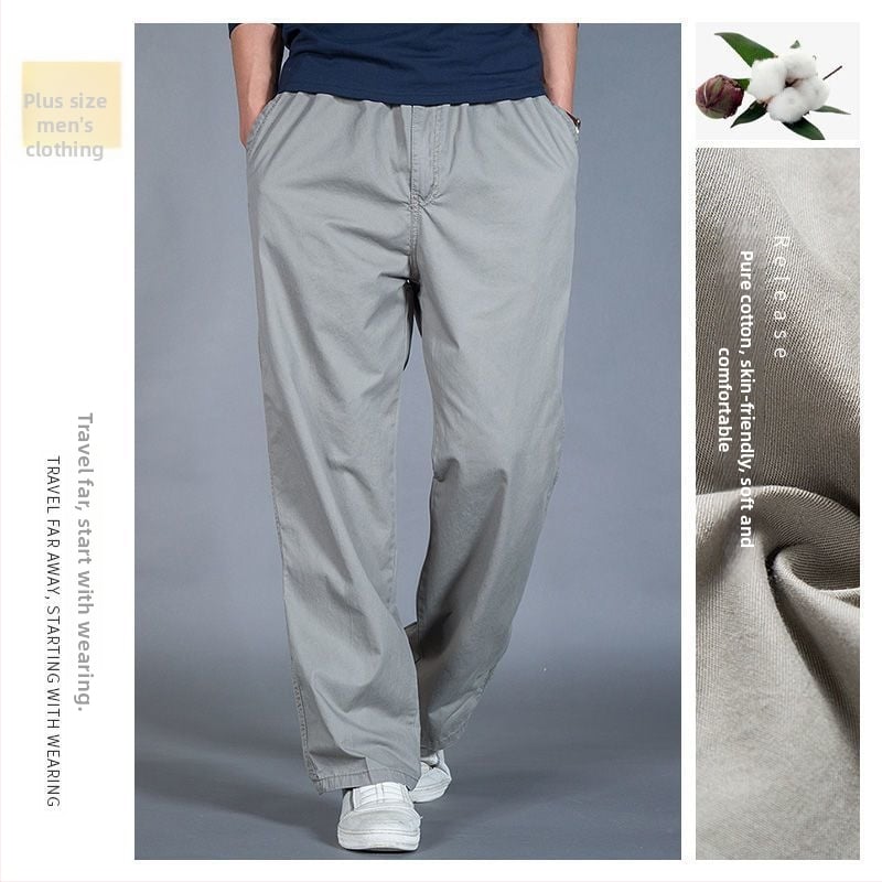 Ανδρικά παντελόνια σε χαλαρή γραμμή από μείγμα βαμβακιού-Modal, μεσαίας μέσης, ίσια γραμμή, τεσσάρων εποχών