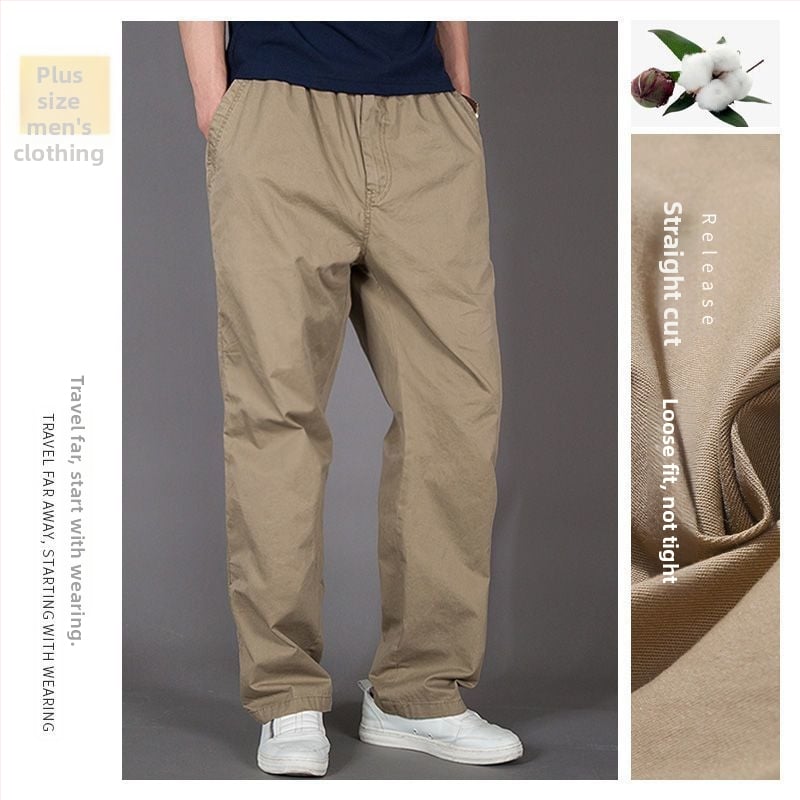 Ανδρικά παντελόνια σε χαλαρή γραμμή από μείγμα βαμβακιού-Modal, μεσαίας μέσης, ίσια γραμμή, τεσσάρων εποχών