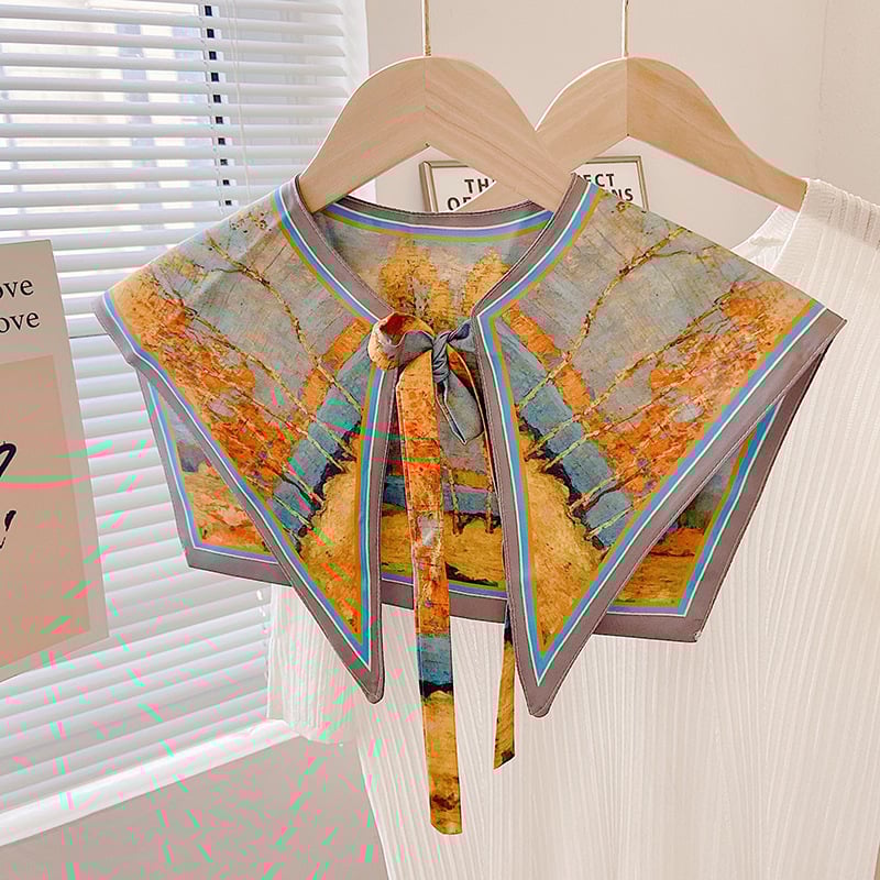 Γυναικείο καλοκαιρινό εξωτερικό γιλέκο από Ice Silk με γκραφίτι εκτύπωση, λεπτό πλέξιμο, δέσιμο φουλάρι και ψεύτικος γιακά, διακοσμητικό σάλι