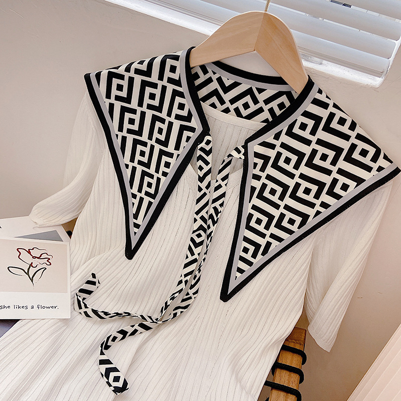 Γυναικείο καλοκαιρινό εξωτερικό γιλέκο από Ice Silk με γκραφίτι εκτύπωση, λεπτό πλέξιμο, δέσιμο φουλάρι και ψεύτικος γιακά, διακοσμητικό σάλι