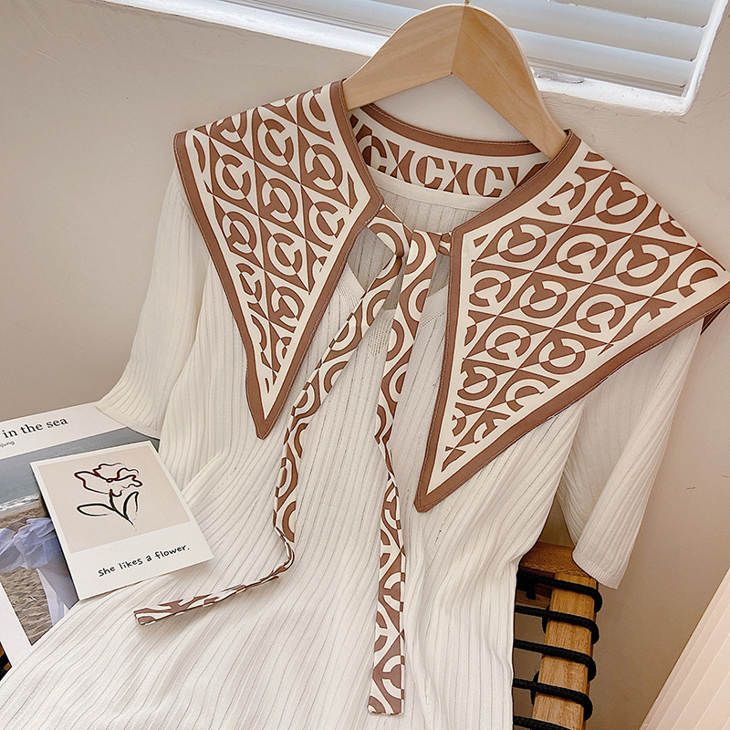 Γυναικείο καλοκαιρινό εξωτερικό γιλέκο από Ice Silk με γκραφίτι εκτύπωση, λεπτό πλέξιμο, δέσιμο φουλάρι και ψεύτικος γιακά, διακοσμητικό σάλι