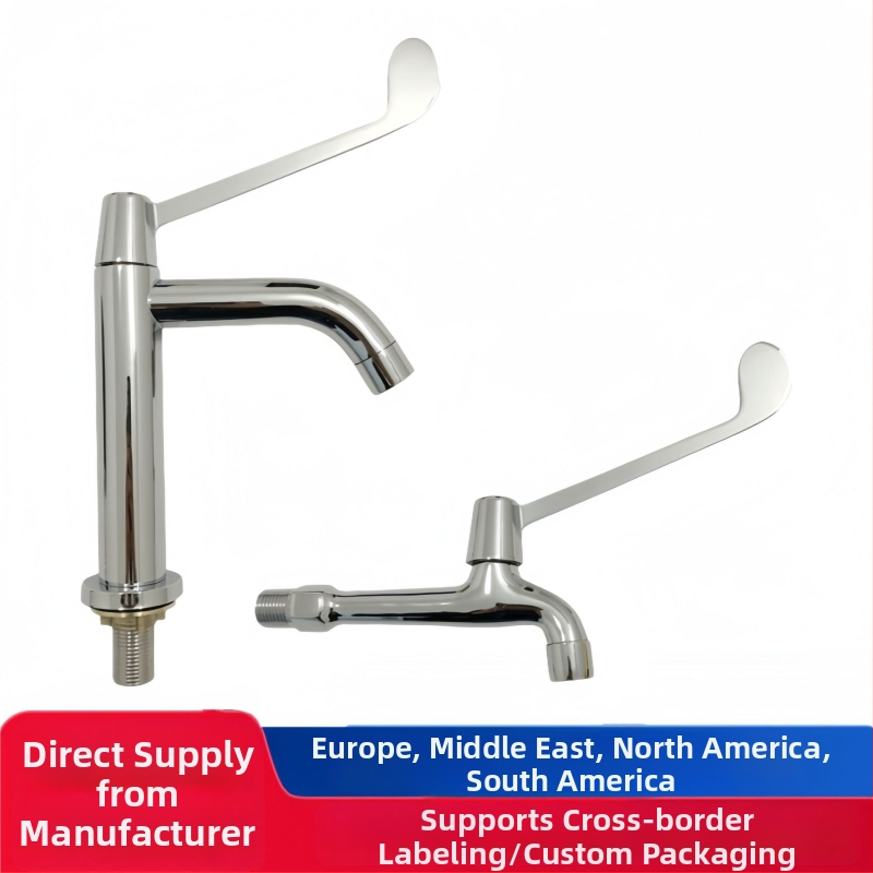 Lekárska umývacia batéria s lakťovým ovládaním, nástenná montáž, mosadz, 0–50°C, 9 MPa, meďový jadrový ventil