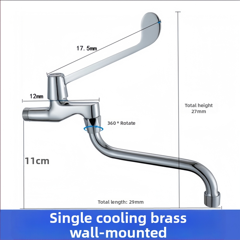 Medicinski umivaonik s lakatnim upravljanjem, zidna montaža, mesing, 0–50°C, 9 MPa, bakrena jezgra ventila