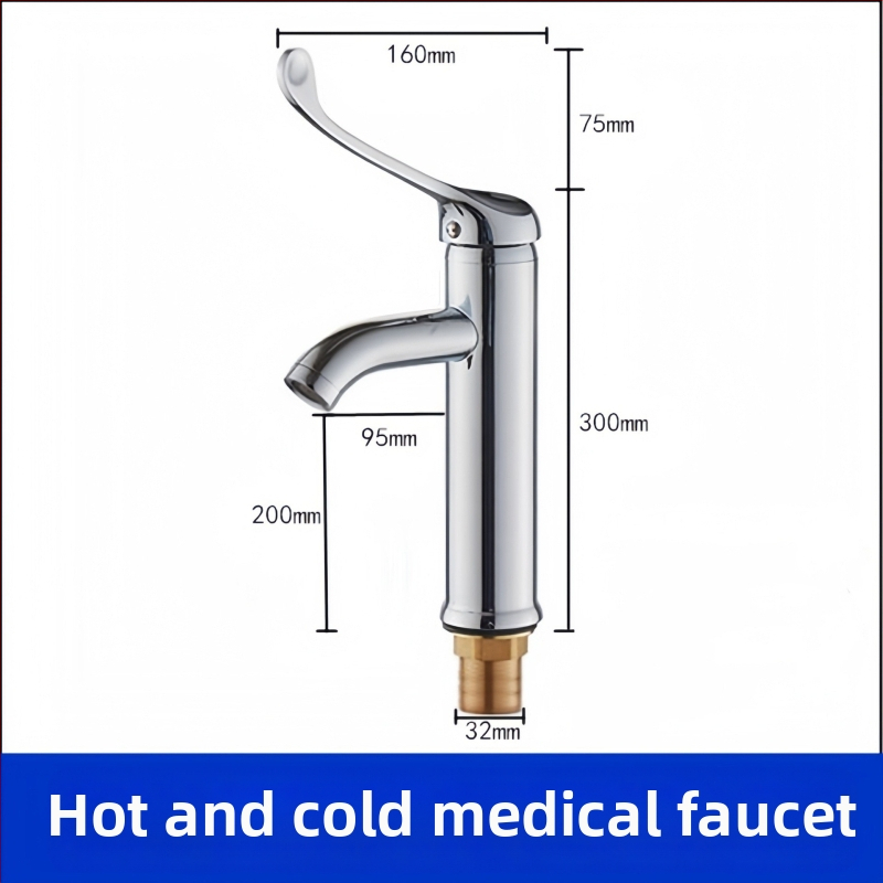 Medicinski umivaonik s lakatnim upravljanjem, zidna montaža, mesing, 0–50°C, 9 MPa, bakrena jezgra ventila