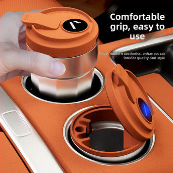 Пепелник за кола с капак, ABS материал, универсален модел, гравиране, автоматично гасене на дима