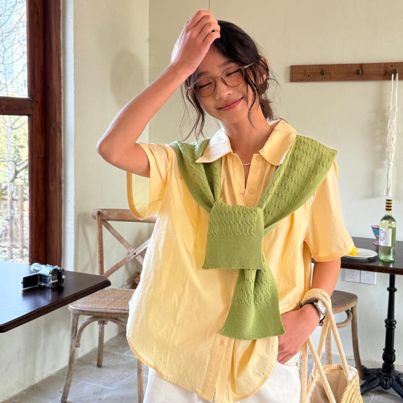 Πλεκτό σάλι με ψεύτικο γιακά για γυναίκες, warp πλέξη, για όλες τις εποχές, tie-dye βαφή, διακοσμητικό αξεσουάρ