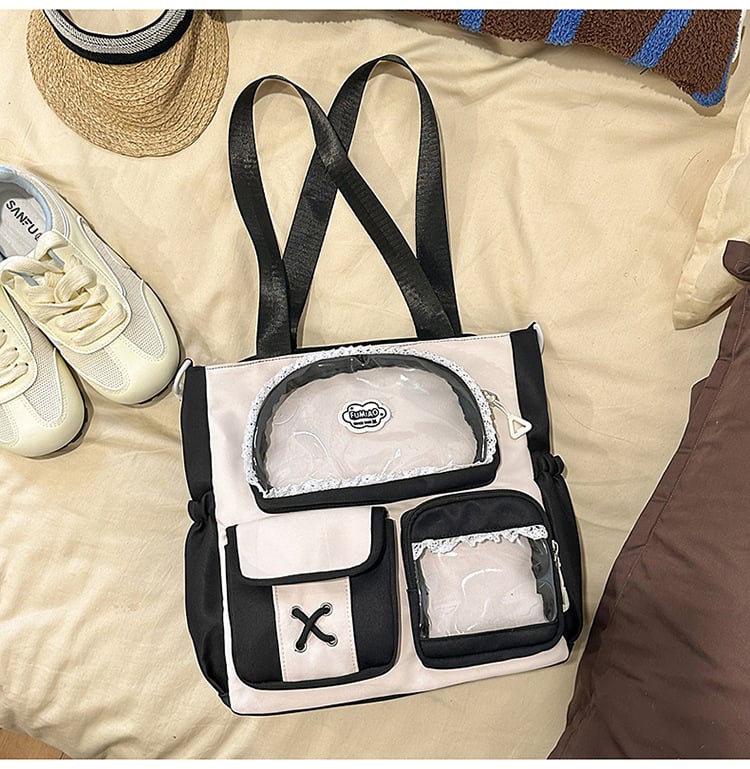 Σακίδιο σε στυλ campus για νέες με δαντελένιες λεπτομέρειες — νάιλον κατασκευή, αδιάβροχο, χωρητικότητα κάτω από 20 λίτρα, χωράει φορητό υπολογιστή μέχρι 10 ιντσών.