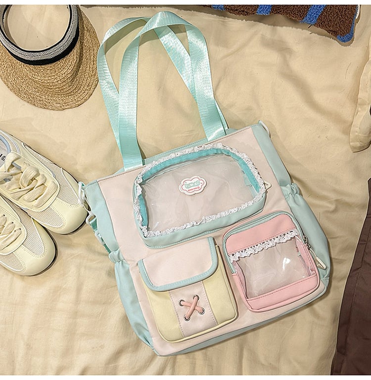 Σακίδιο σε στυλ campus για νέες με δαντελένιες λεπτομέρειες — νάιλον κατασκευή, αδιάβροχο, χωρητικότητα κάτω από 20 λίτρα, χωράει φορητό υπολογιστή μέχρι 10 ιντσών.