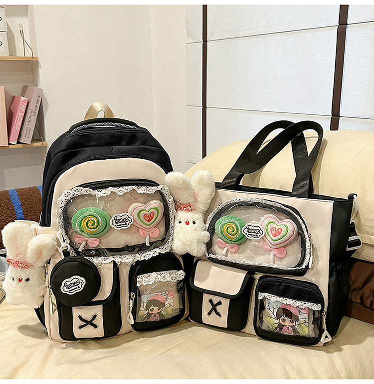 Σακίδιο σε στυλ campus για νέες με δαντελένιες λεπτομέρειες — νάιλον κατασκευή, αδιάβροχο, χωρητικότητα κάτω από 20 λίτρα, χωράει φορητό υπολογιστή μέχρι 10 ιντσών.