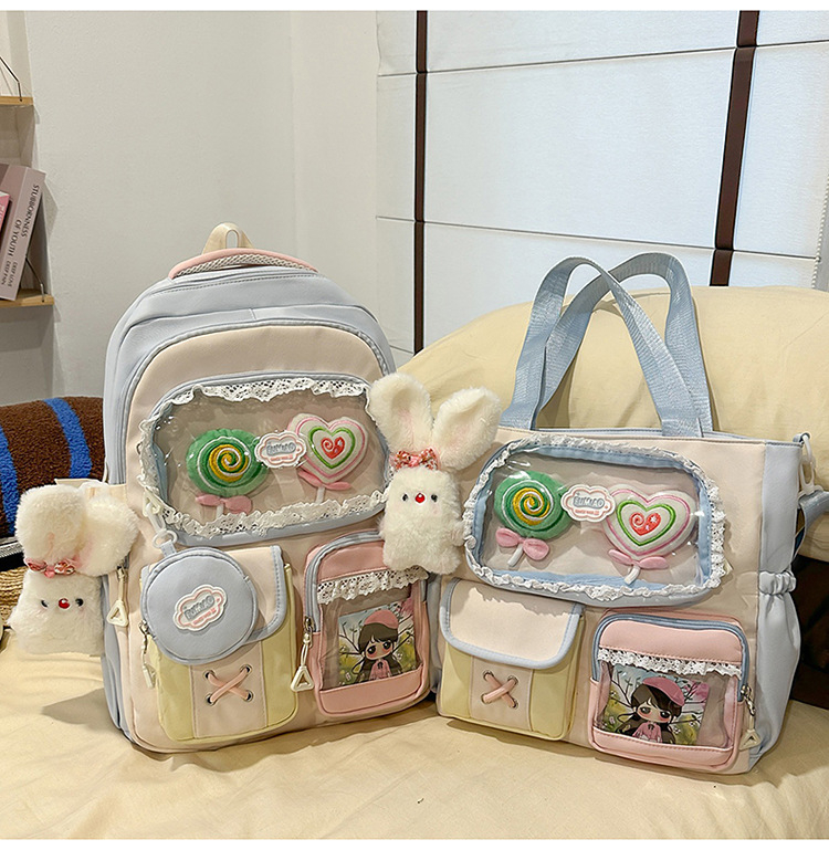 Σακίδιο σε στυλ campus για νέες με δαντελένιες λεπτομέρειες — νάιλον κατασκευή, αδιάβροχο, χωρητικότητα κάτω από 20 λίτρα, χωράει φορητό υπολογιστή μέχρι 10 ιντσών.