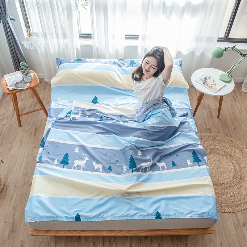 Японски стил: спален чувал и квилт от чист памук, състав: 100% памук, пълнеж: друг