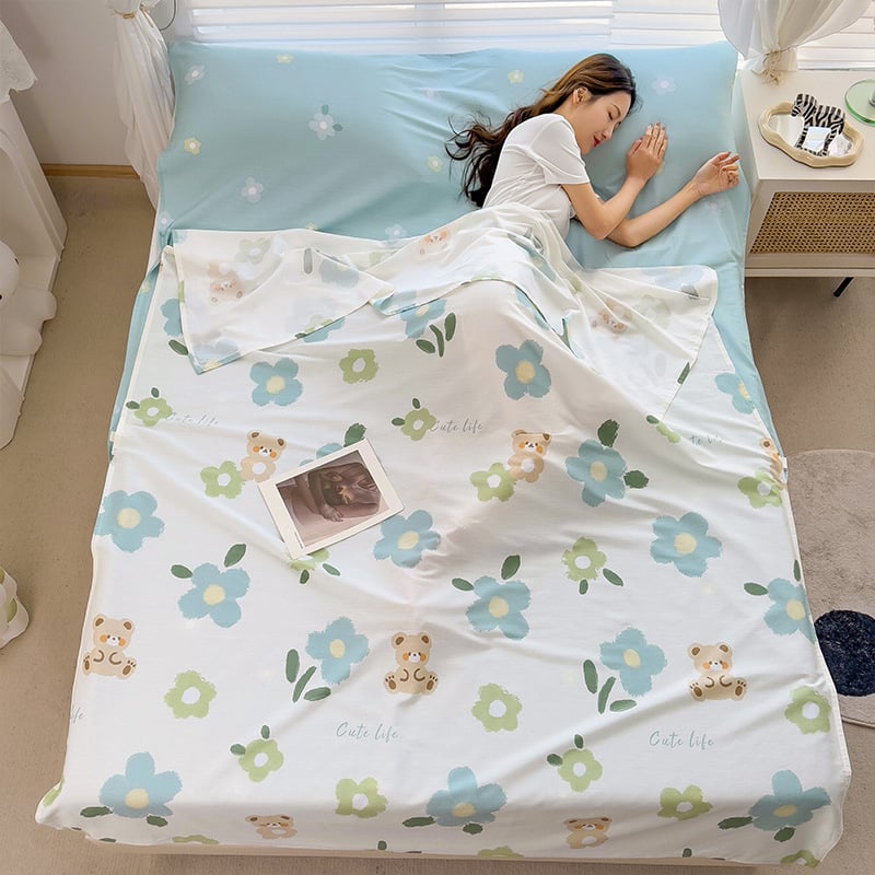 Японски стил: спален чувал и квилт от чист памук, състав: 100% памук, пълнеж: друг