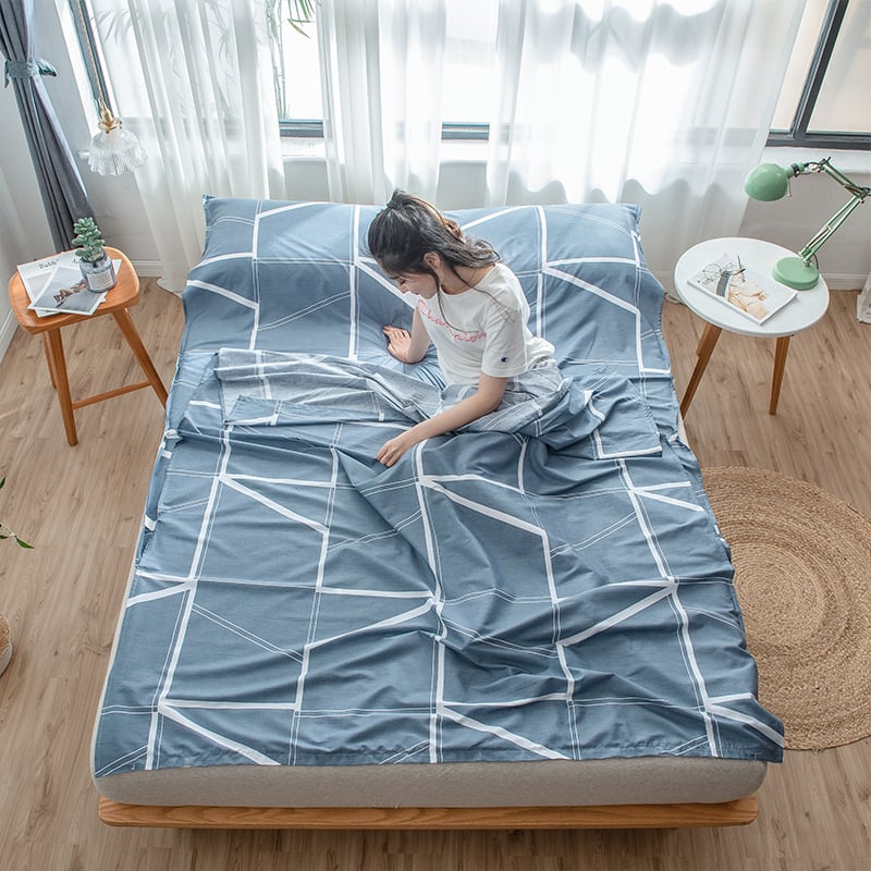 Японски стил: спален чувал и квилт от чист памук, състав: 100% памук, пълнеж: друг