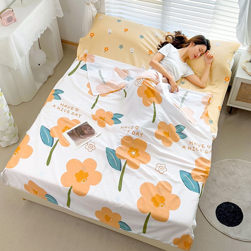 Японски стил: спален чувал и квилт от чист памук, състав: 100% памук, пълнеж: друг