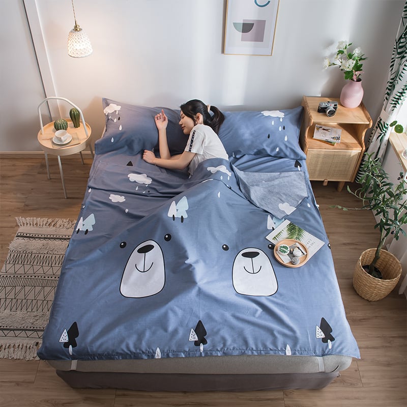 Японски стил: спален чувал и квилт от чист памук, състав: 100% памук, пълнеж: друг