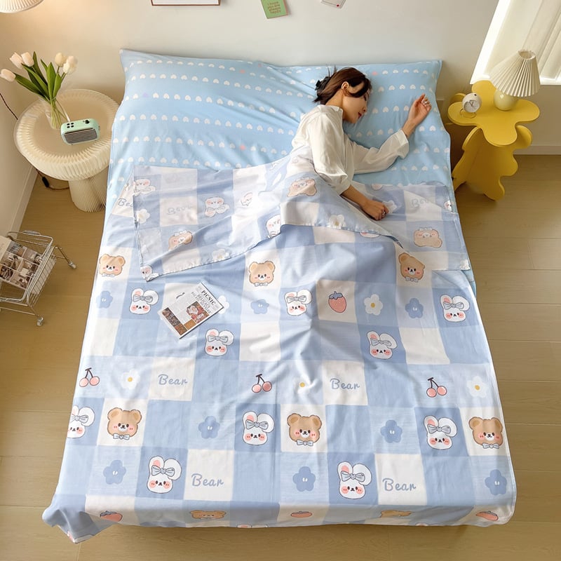 Японски стил: спален чувал и квилт от чист памук, състав: 100% памук, пълнеж: друг