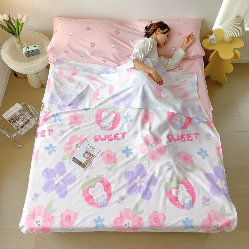 Японски стил: спален чувал и квилт от чист памук, състав: 100% памук, пълнеж: друг