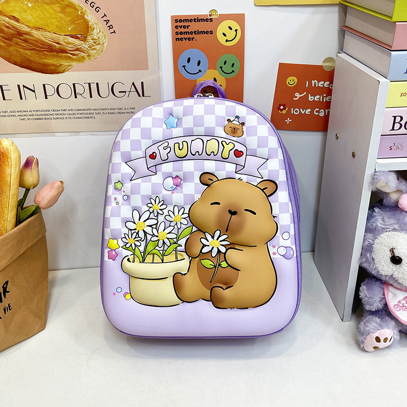 Capybara rajzfilm mintás gyerek hátizsák – EVA, ultrakönnyű, lélegző, uniszex, vállpántok léggömb párnával