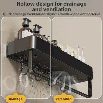 Raft montat pe perete pentru prosoape, fără găuri, din aliaj de aluminiu, tavă pliabilă, capacitate 10 kg