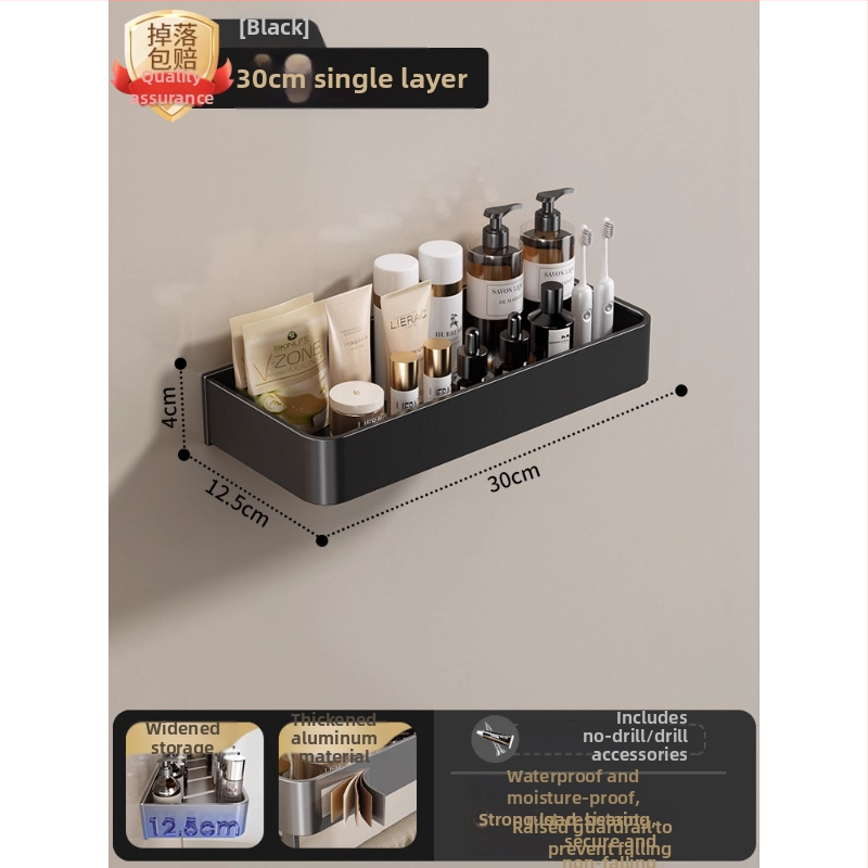 Raft montat pe perete pentru prosoape, fără găuri, din aliaj de aluminiu, tavă pliabilă, capacitate 10 kg