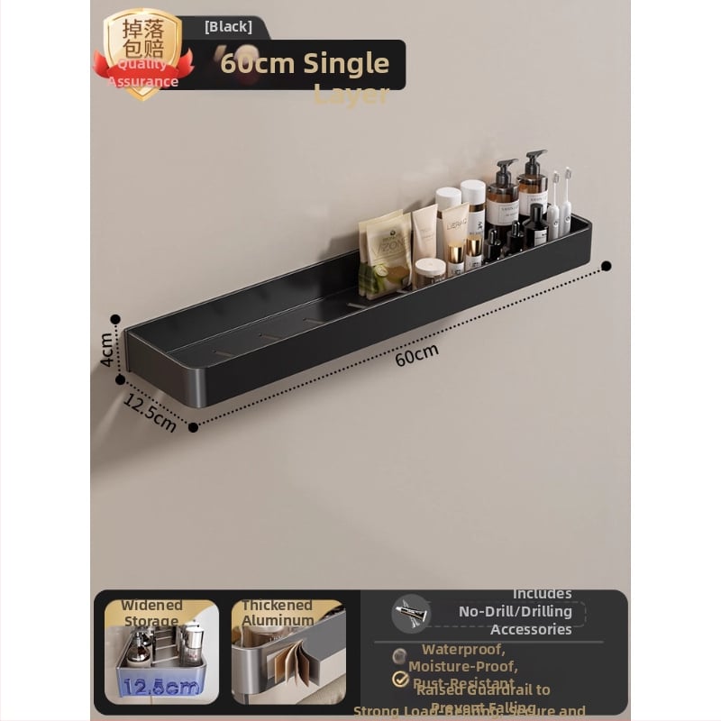 Raft montat pe perete pentru prosoape, fără găuri, din aliaj de aluminiu, tavă pliabilă, capacitate 10 kg