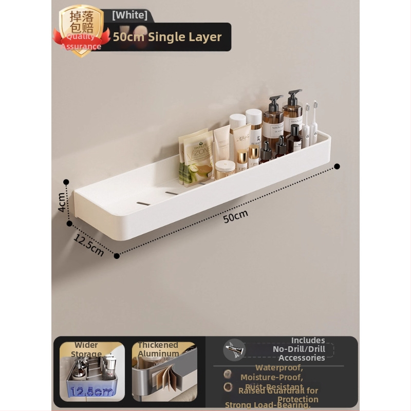 Raft montat pe perete pentru prosoape, fără găuri, din aliaj de aluminiu, tavă pliabilă, capacitate 10 kg