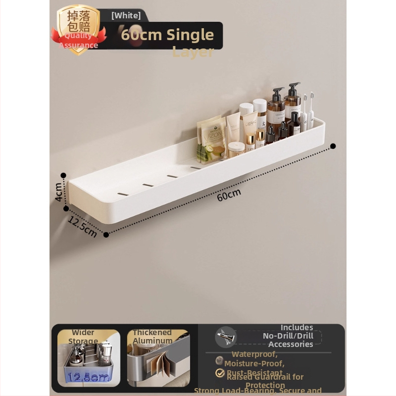 Raft montat pe perete pentru prosoape, fără găuri, din aliaj de aluminiu, tavă pliabilă, capacitate 10 kg